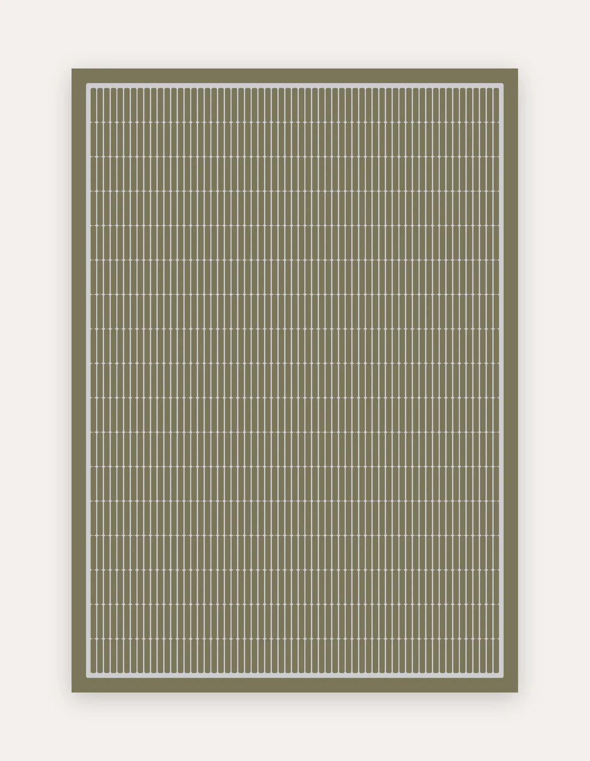 Arlo Olive 5x7 exercise mat — a large non-toxic high-density foam mat in an olive-green geometric grid with an ivory linear-tile pattern, for home workouts, yoga and family play