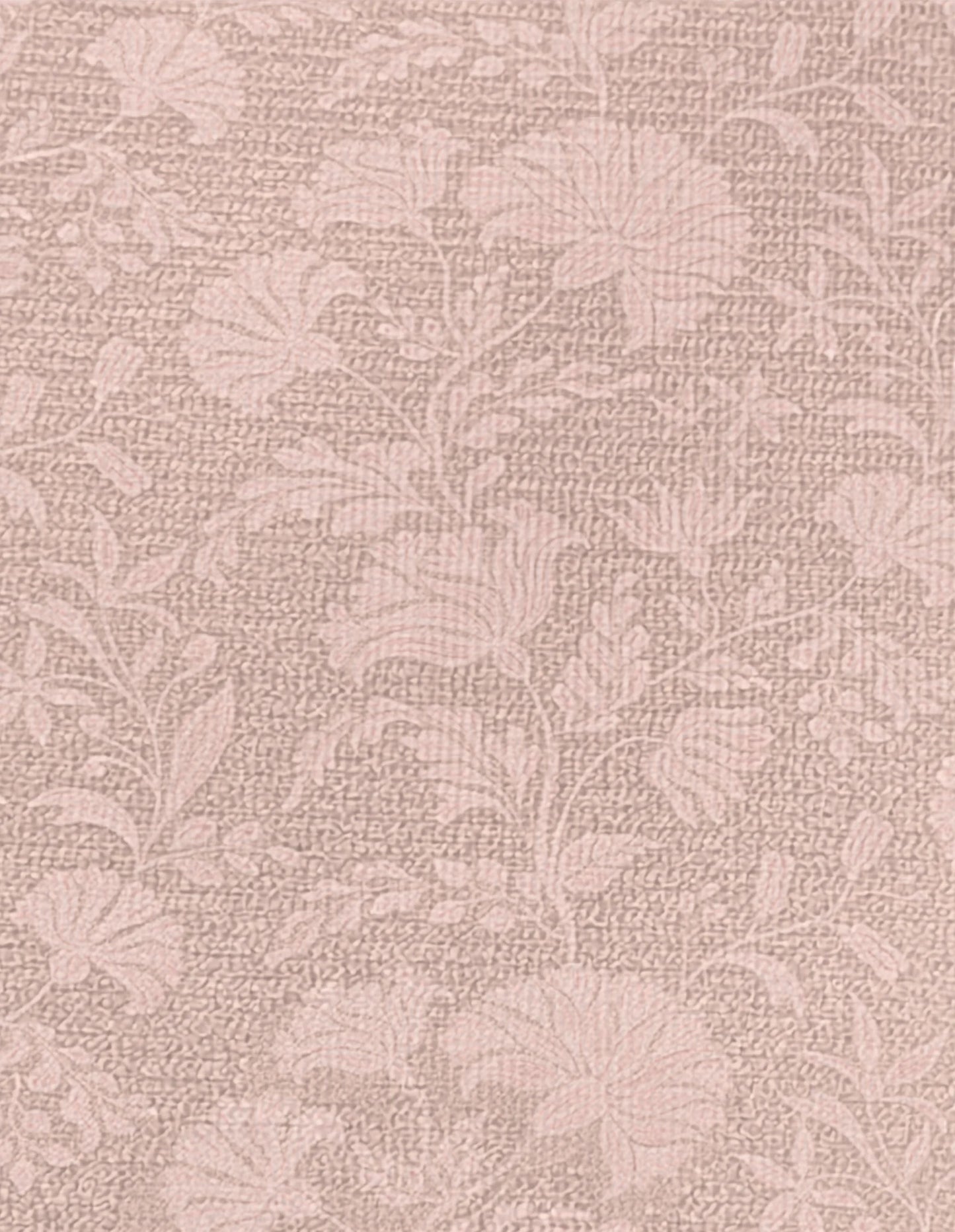 Close-up of the Flora Blush exercise mat surface, showing the blush-mauve botanical floral pattern on cushioned non-toxic high-density foam