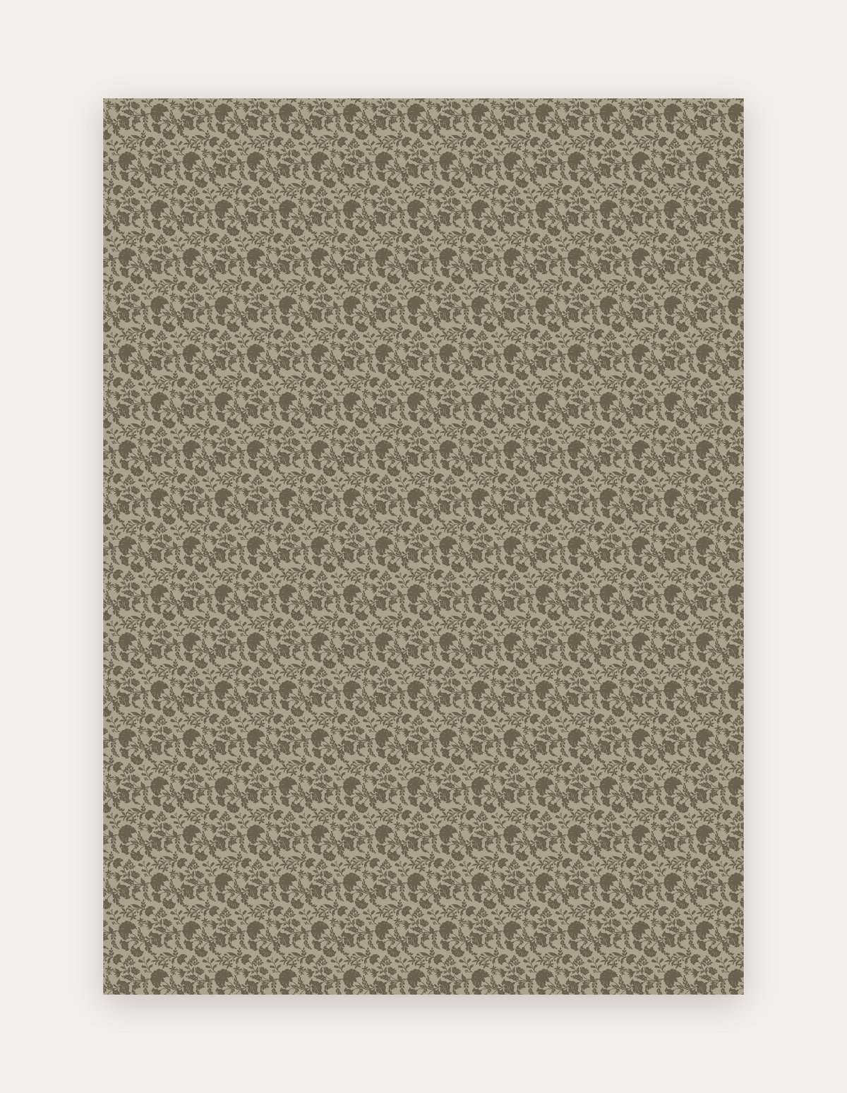 Flora Dune non-toxic high-density foam exercise and play mat shown flat in a 5x7 ft size, warm tan and brown botanical floral pattern
