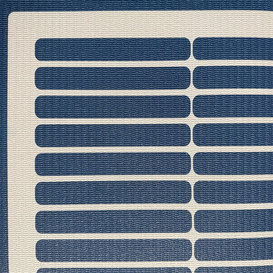 Closeup of Swankymat in Arlo Navy modern geometric design