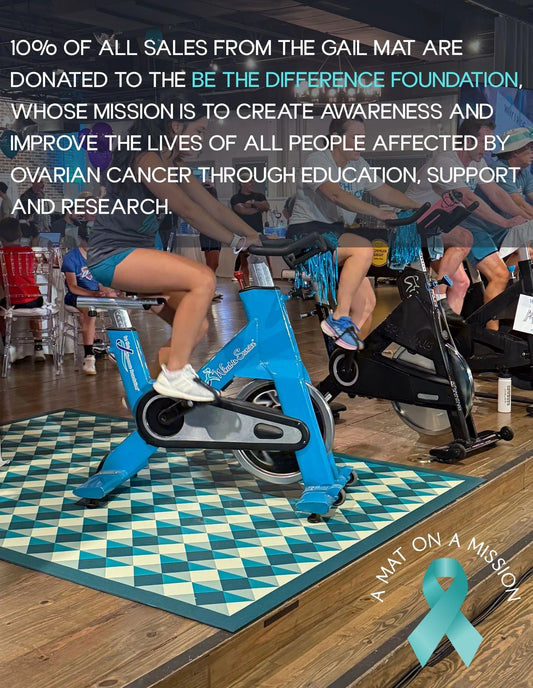 Gail Swankymat exercise and play mat benefitting ovarian cancer research and support foundation Be The Difference