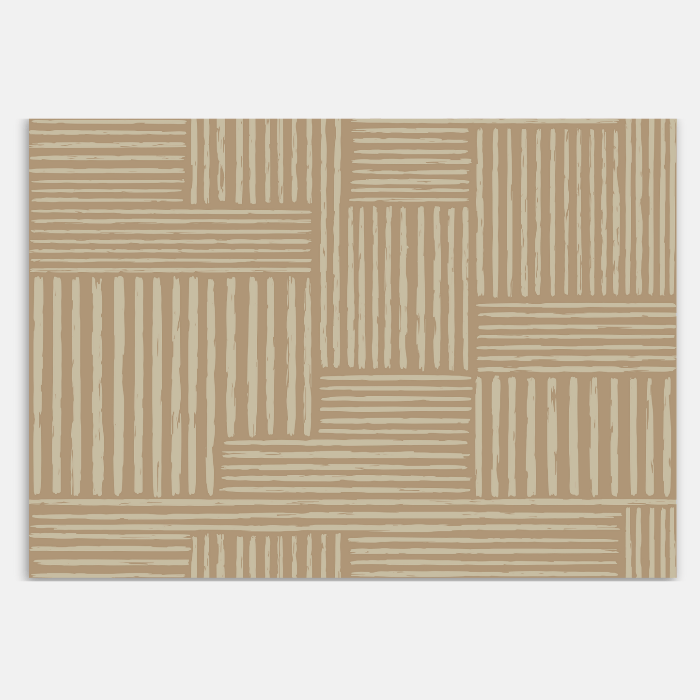 Swankymat neutral tan and brown striped non-toxic foam exercise mat and play mat with modern pattern for kids and home exercise.