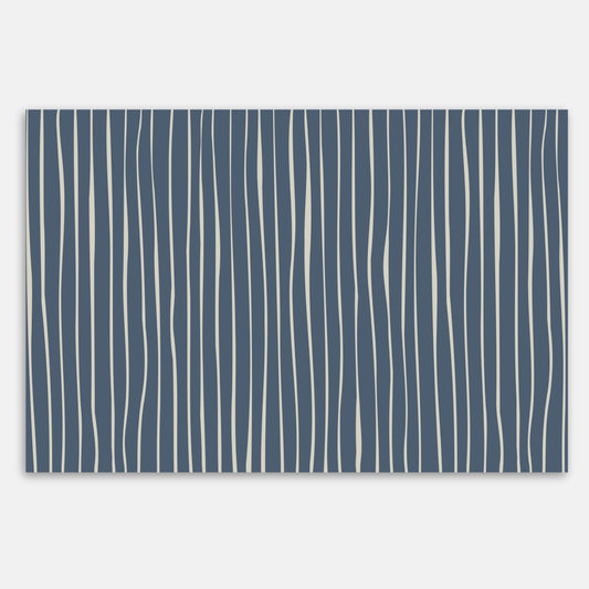 Swankymat non-toxic foam play mat and exercise mat with navy wavy line pattern for living rooms, nurseries, or home workouts.