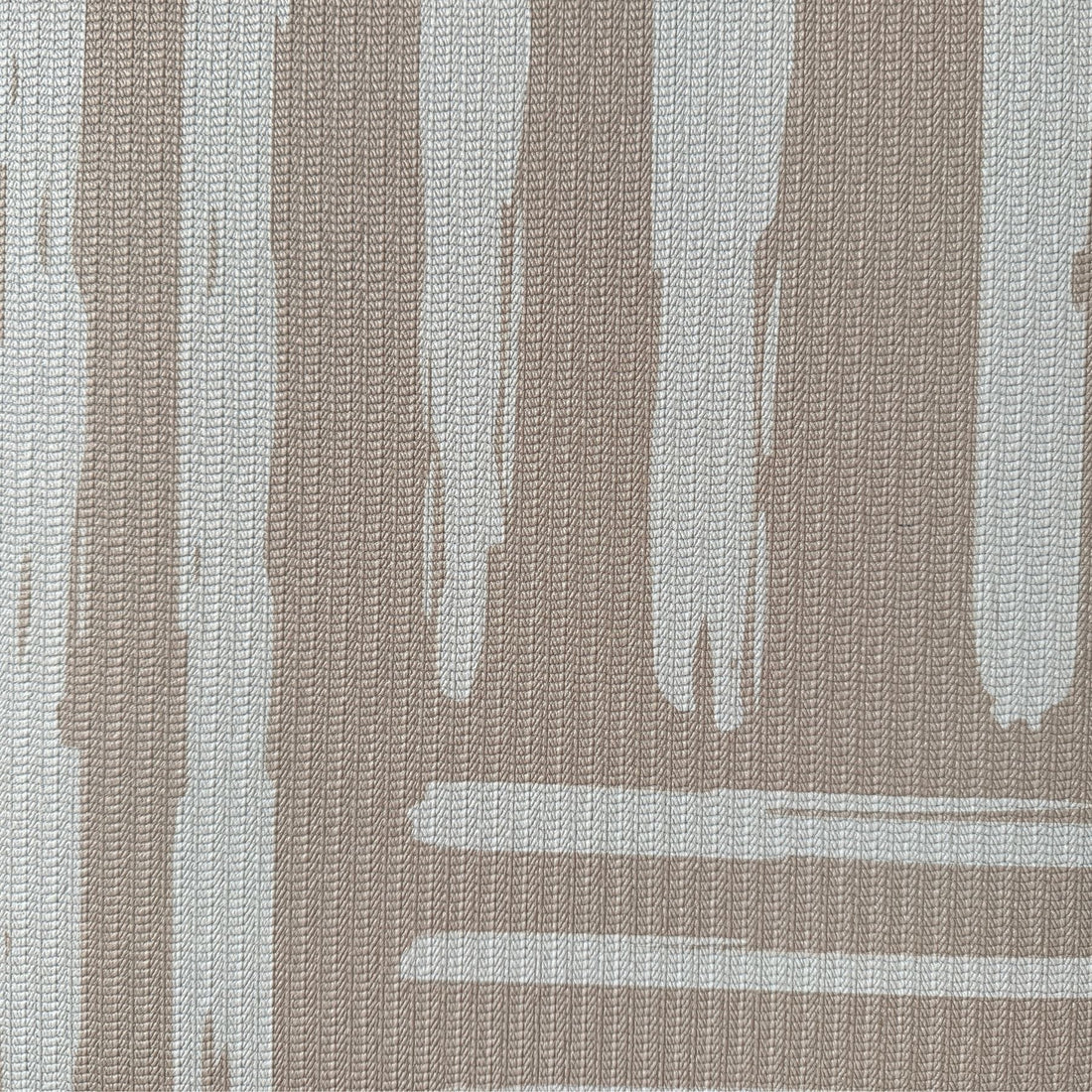 Rhodes Camel Swankymat with warm camel-and-cream painterly stripe styled as the anchor of a considered wellness room