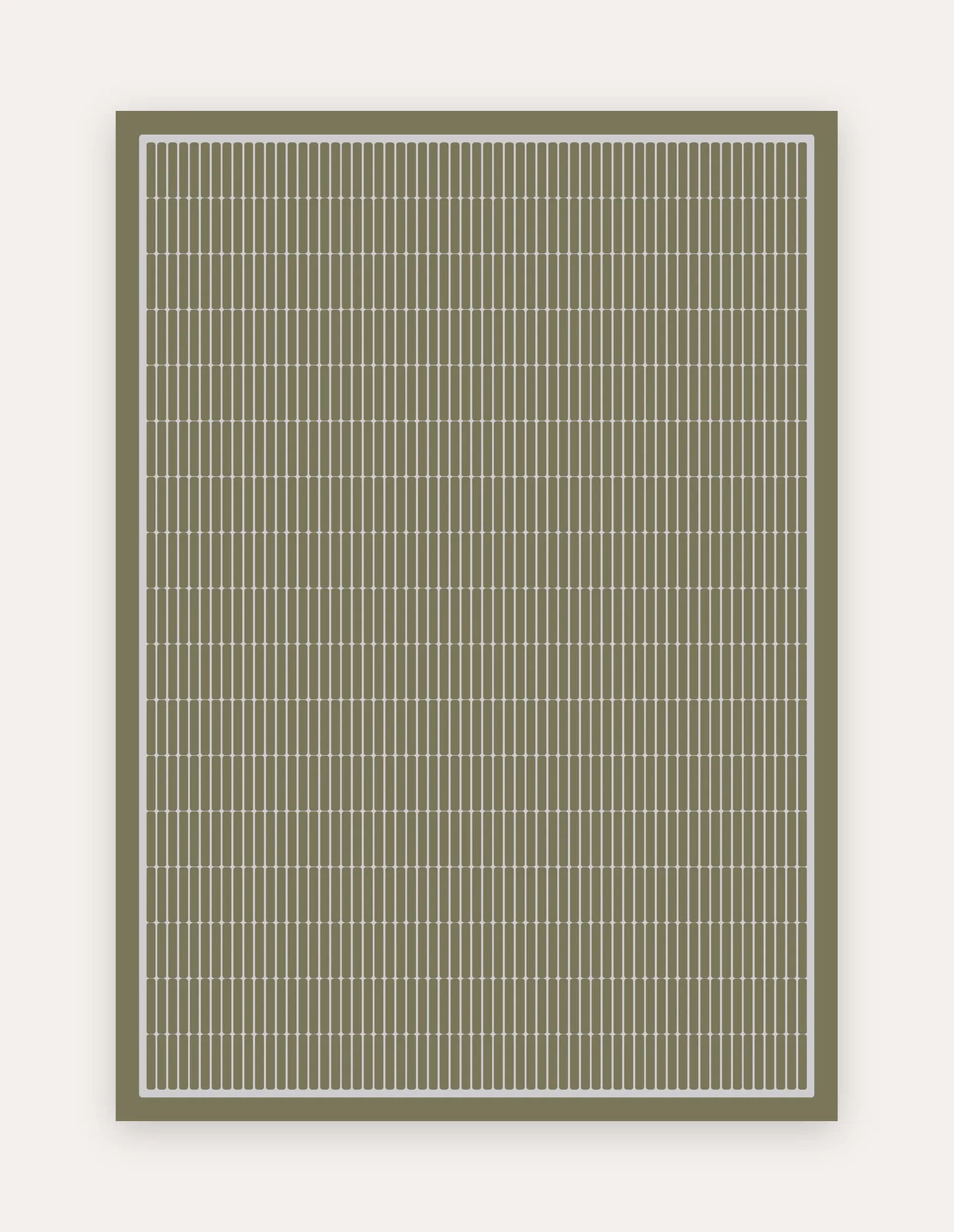 Arlo Olive 5x7 exercise mat — a large non-toxic high-density foam mat in an olive-green geometric grid with an ivory linear-tile pattern, for home workouts, yoga and family play