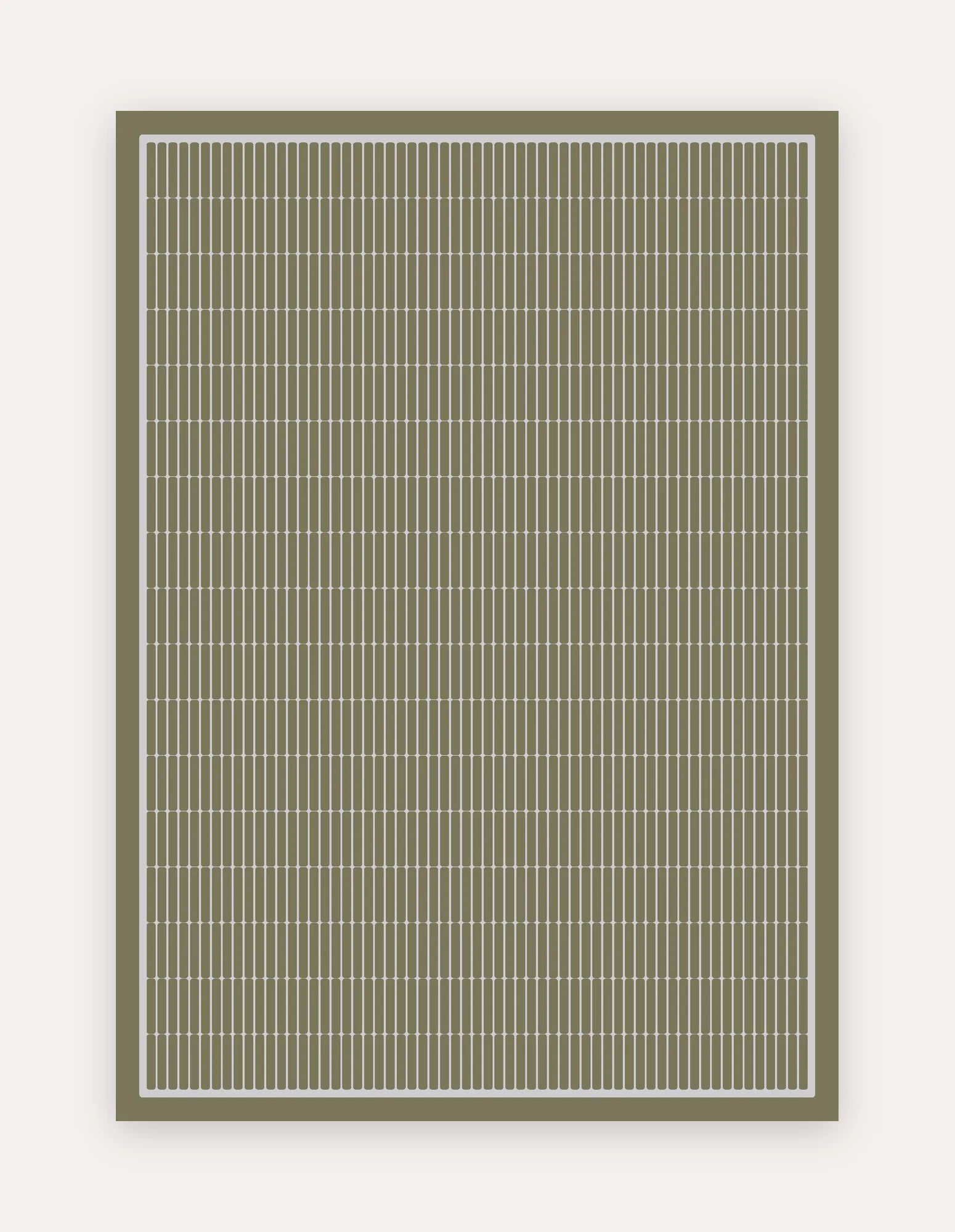 Arlo Olive 5x7 exercise mat — a large non-toxic high-density foam mat in an olive-green geometric grid with an ivory linear-tile pattern, for home workouts, yoga and family play