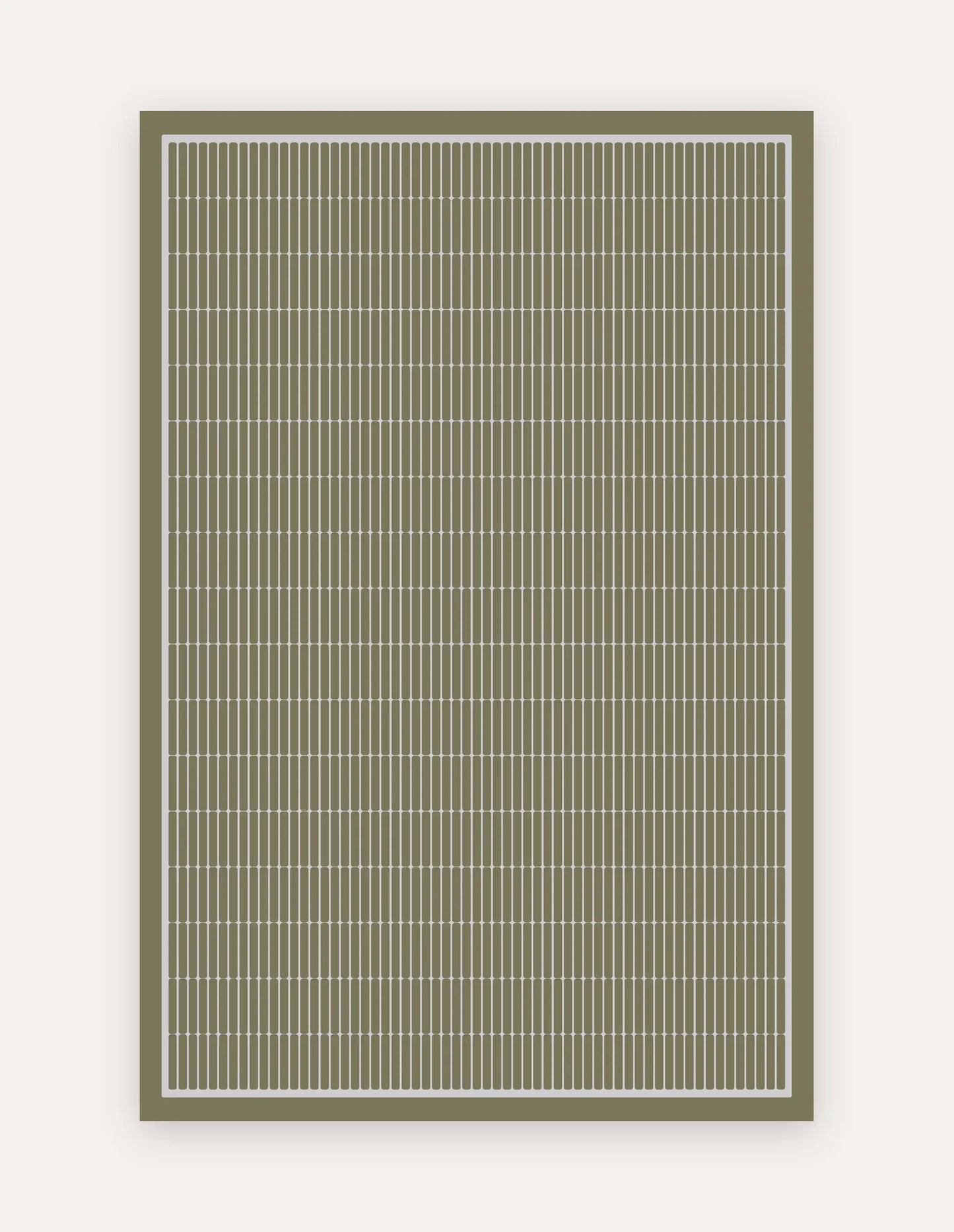 Arlo Olive 6x9 exercise mat — an extra-large non-toxic high-density foam mat in an olive-green geometric grid with ivory linear tiles, for home-gym workouts, yoga and family play