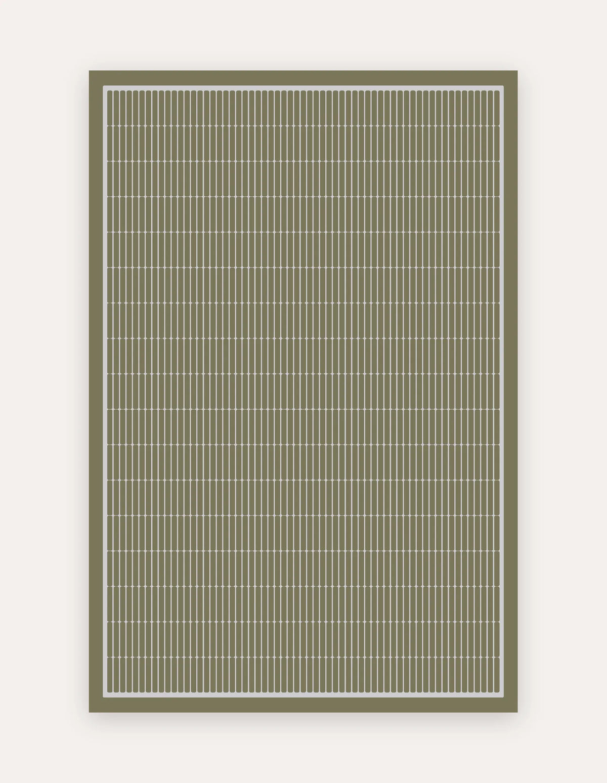 Arlo Olive 6x9 exercise mat — an extra-large non-toxic high-density foam mat in an olive-green geometric grid with ivory linear tiles, for home-gym workouts, yoga and family play