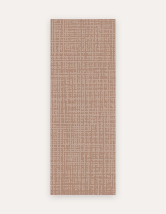 Sloane Blush Studio Mat, a rollable non-toxic high-density foam studio mat in a soft blush crosshatch, shown flat for yoga, pilates and HIIT