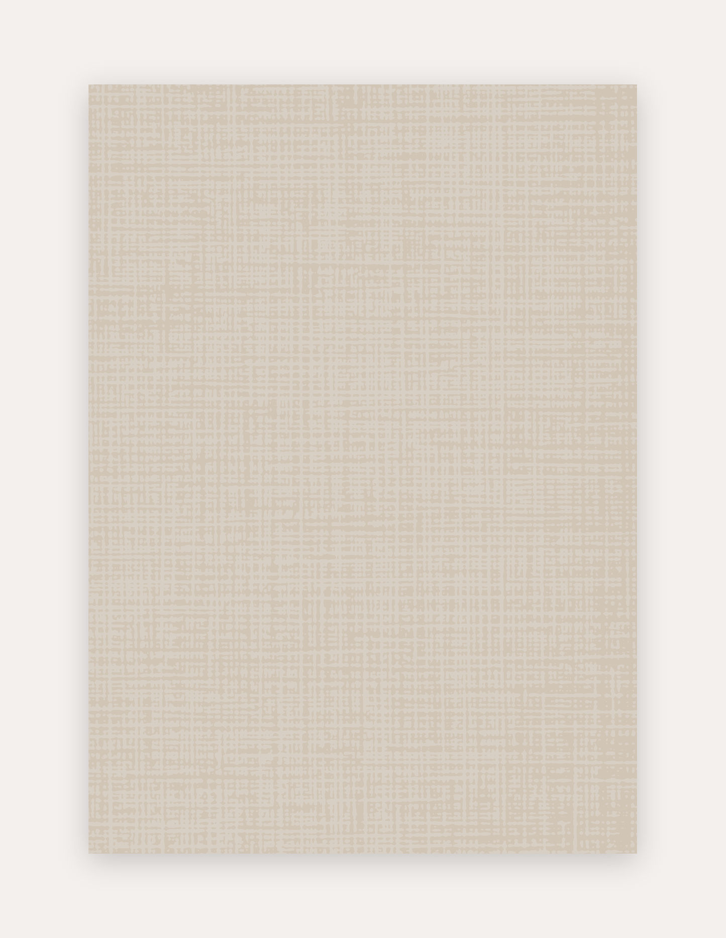 Sloane Dust non-toxic high-density foam exercise and play mat shown flat in a 5x7 ft size, neutral greige crosshatch linen pattern