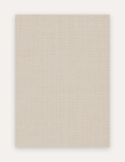 Sloane Dust non-toxic high-density foam exercise and play mat shown flat in a 5x7 ft size, neutral greige crosshatch linen pattern