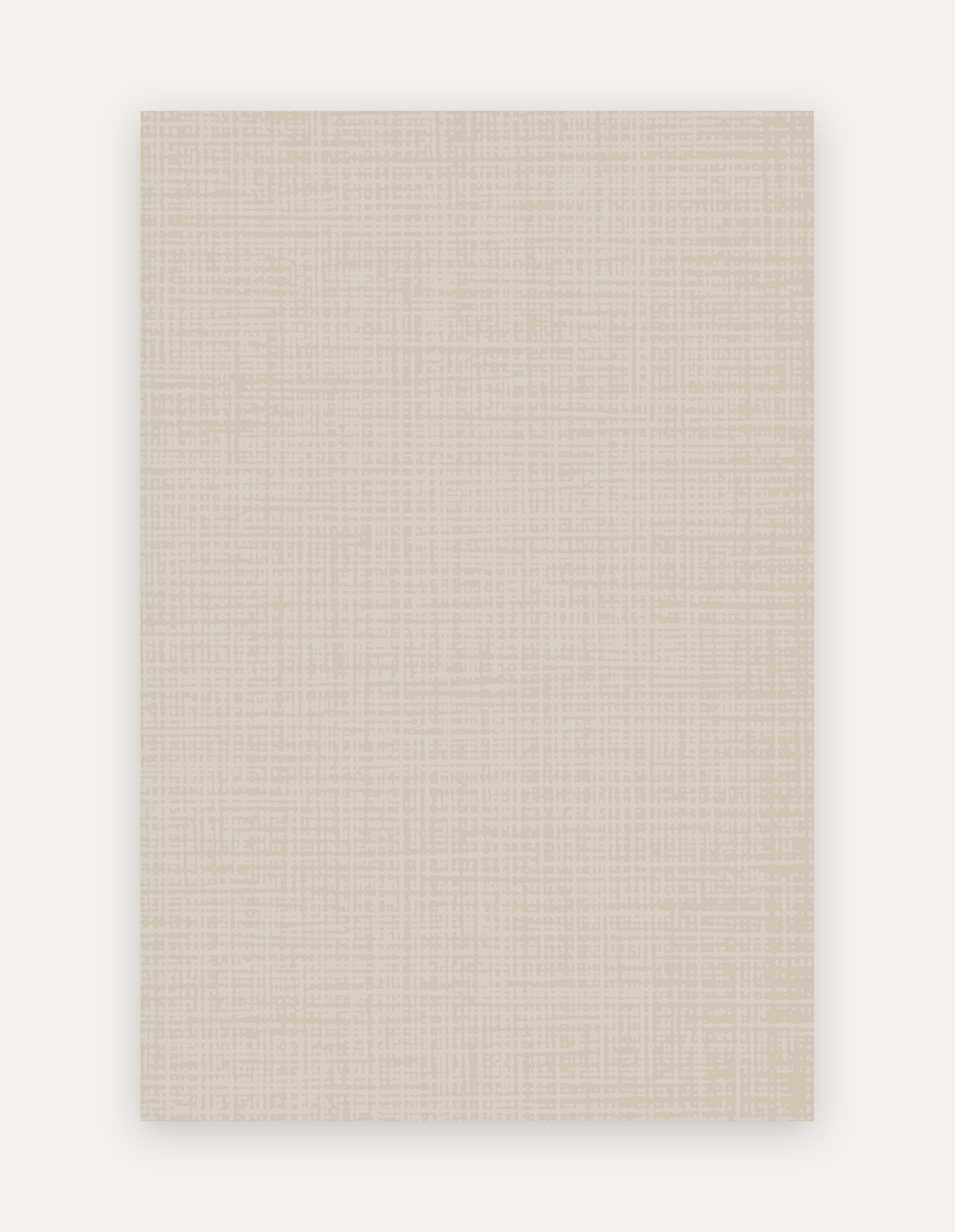 Sloane Dust oversized mat shown flat in a 6x9 ft size, neutral greige crosshatch linen design on cushioned non-toxic foam, a modern rug alternative