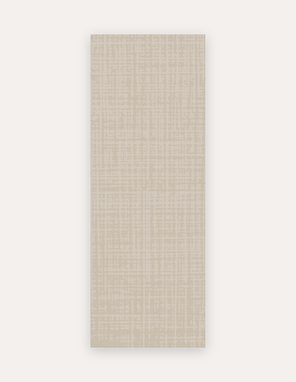 Sloane Dust Studio Mat, a rollable non-toxic high-density foam studio mat in a soft greige crosshatch, shown flat for yoga, pilates and HIIT
