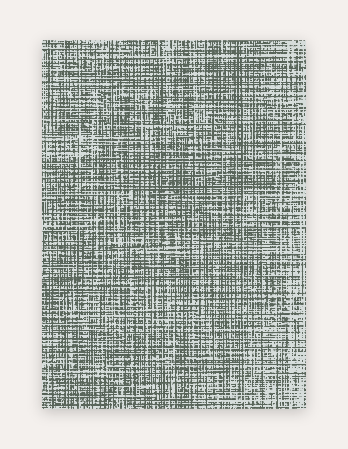 Sloane Forest non-toxic high-density foam exercise and play mat shown flat in a 5x7 ft size, forest-green crosshatch linen pattern on soft ivory