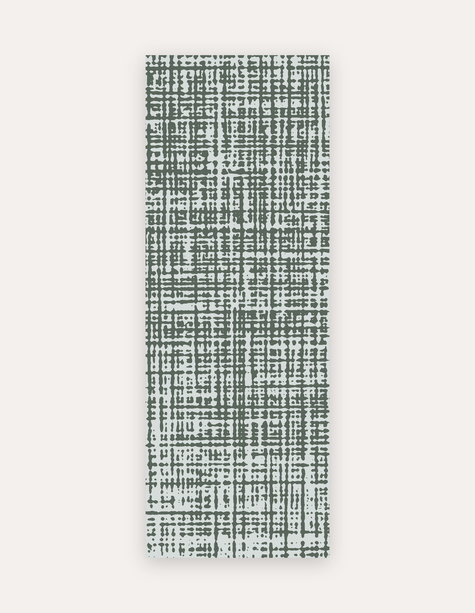 Sloane Forest studio mat in forest-green crosshatch on soft ivory, a non-toxic high-density foam yoga and pilates mat that rolls up to store