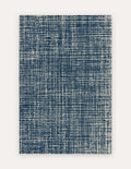 Sloane Midnight non-toxic exercise mat in deep midnight-blue crosshatch, 6x9 ft — a cushioned-foam rug alternative for home workouts and play