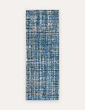 Sloane Midnight Studio Mat, a rollable non-toxic high-density foam studio mat in a deep midnight-blue crosshatch, shown flat for yoga, pilates and HIIT
