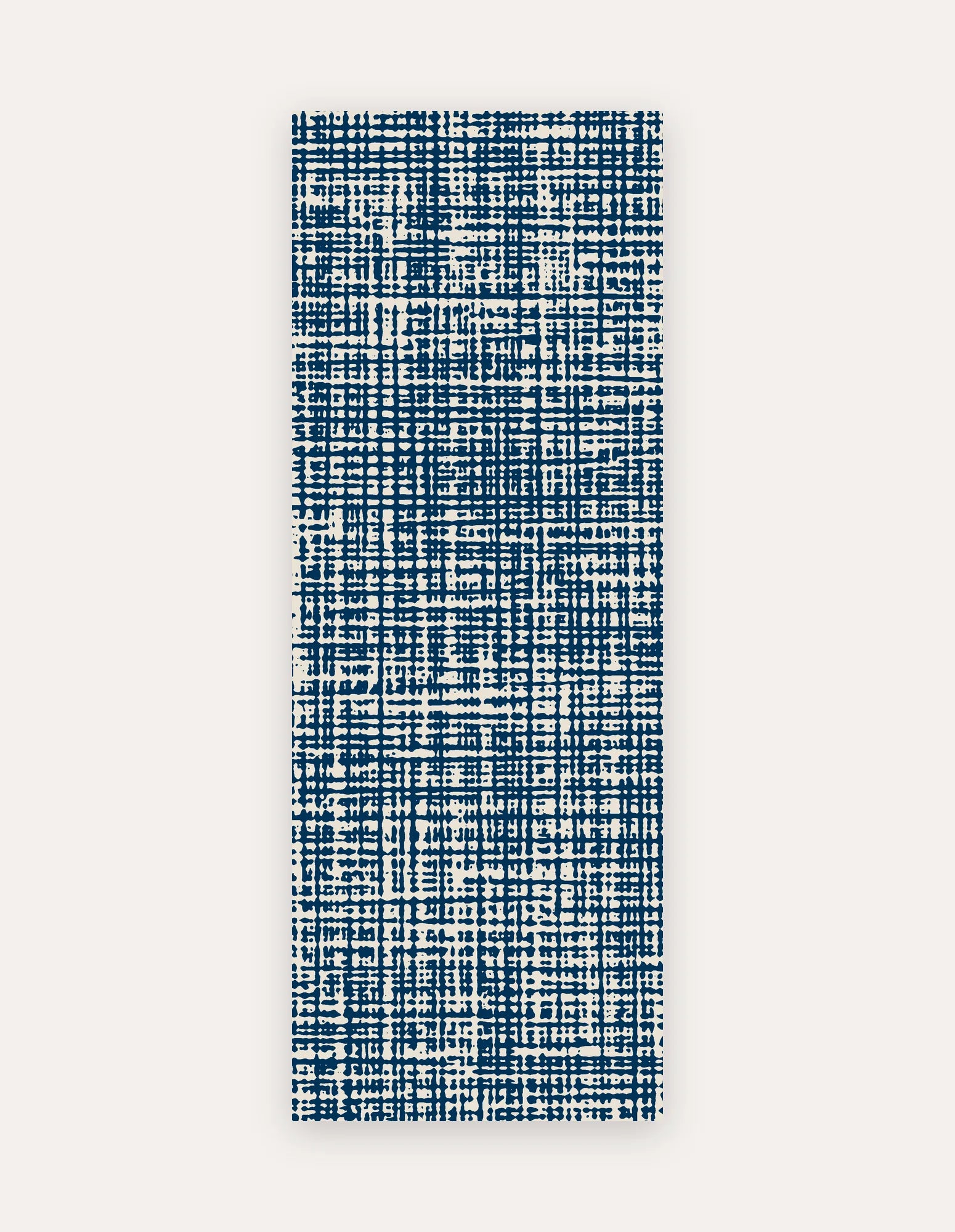 Sloane Midnight Studio Mat, a rollable non-toxic high-density foam studio mat in a deep midnight-blue crosshatch, shown flat for yoga, pilates and HIIT