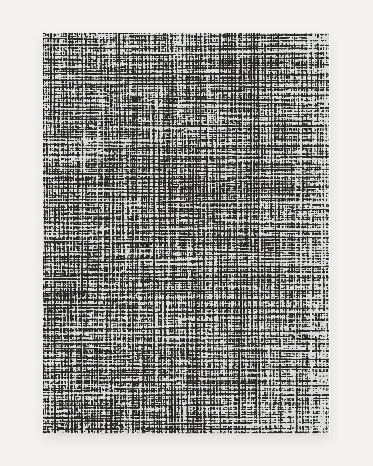 Sloane Onyx Oversized Mat, a non-toxic extra-large exercise mat with a hand-drawn black crosshatch over pale gray, shown flat in a 5x7 ft size as a modern rug alternative