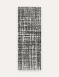 Sloane Onyx Studio Mat, a rollable non-toxic high-density foam studio mat with a hand-drawn black crosshatch over pale gray, shown flat for yoga, pilates and HIIT