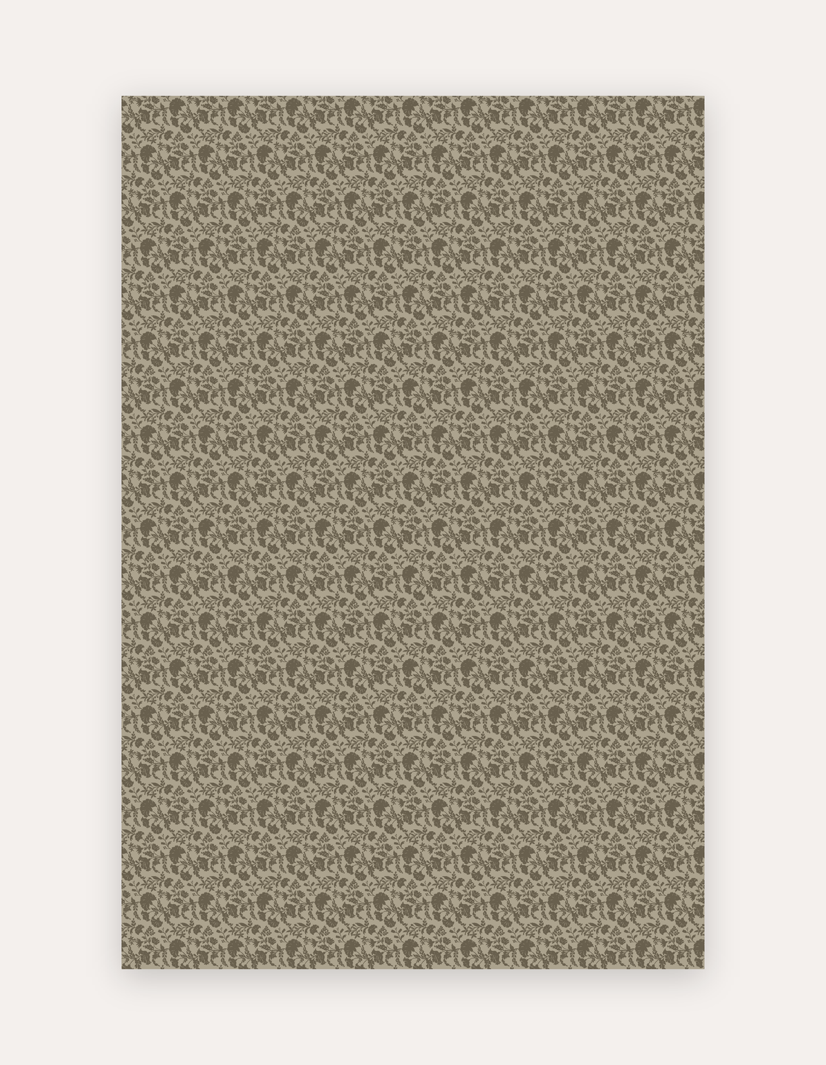 Flora Dune oversized mat shown flat in a 6x9 ft size, botanical floral linework in warm tan and brown on cushioned non-toxic foam, a modern rug alternative
