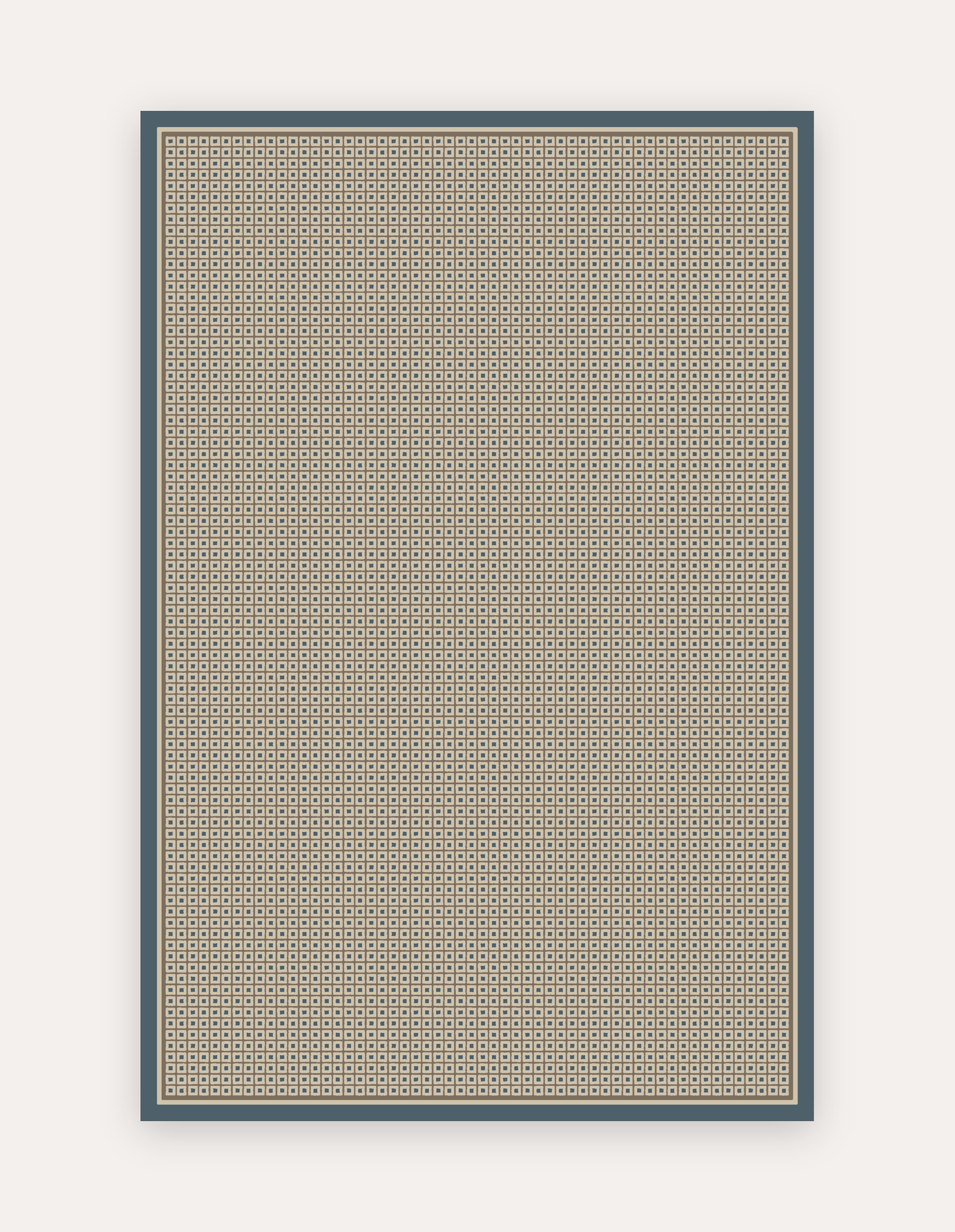Avalon oversized exercise and play mat in clay and navy, 6x9 ft, a non-toxic high-density foam rug alternative for the living room