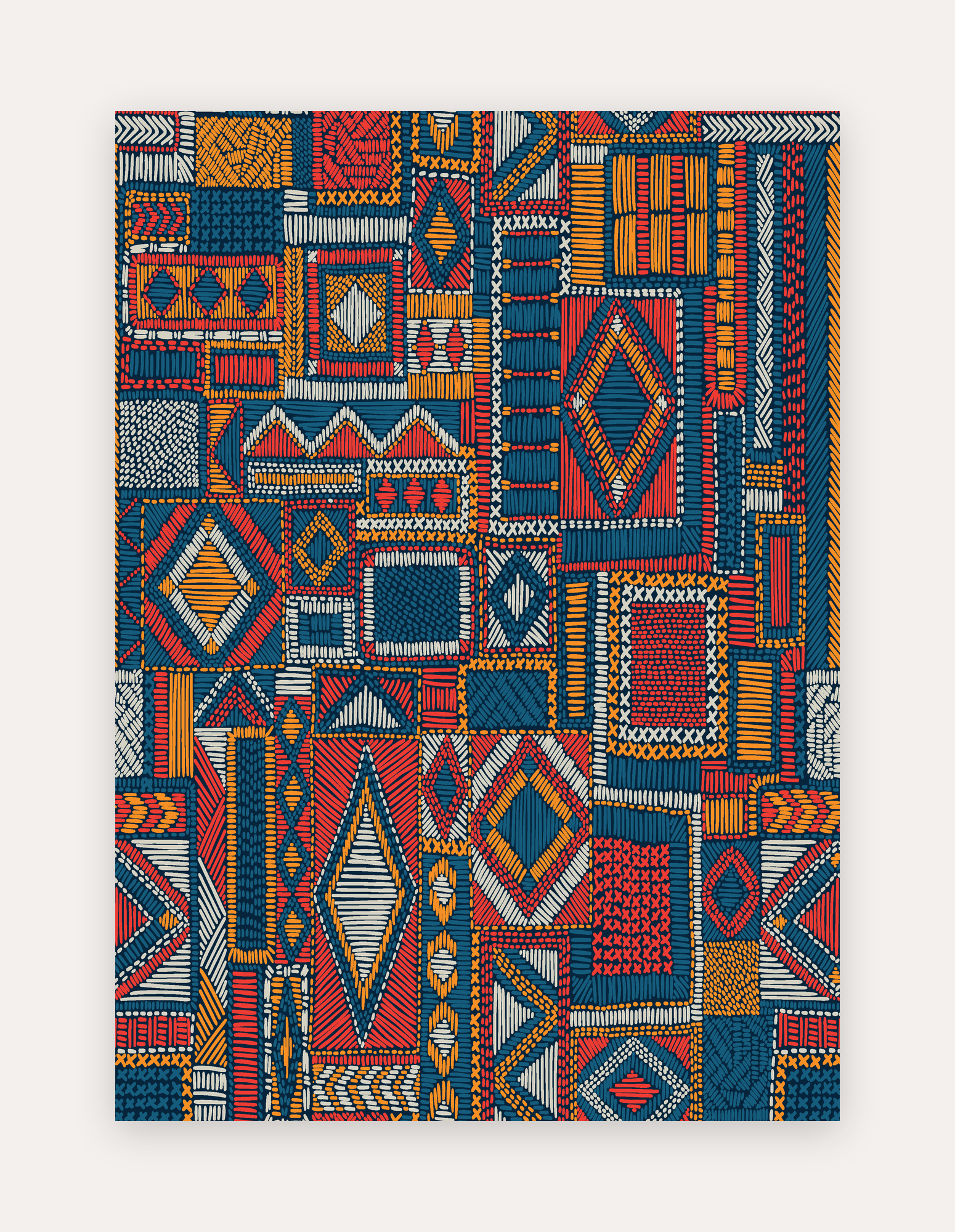 Taos Mesa non-toxic high-density foam exercise and play mat in a 5x7 ft size, earthy terracotta mesa design