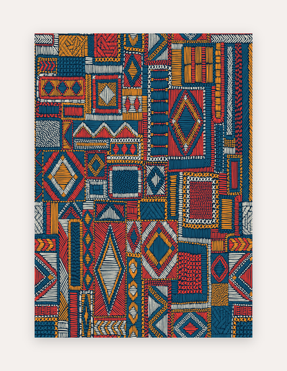 Taos Mesa non-toxic high-density foam exercise and play mat in a 5x7 ft size, earthy terracotta mesa design