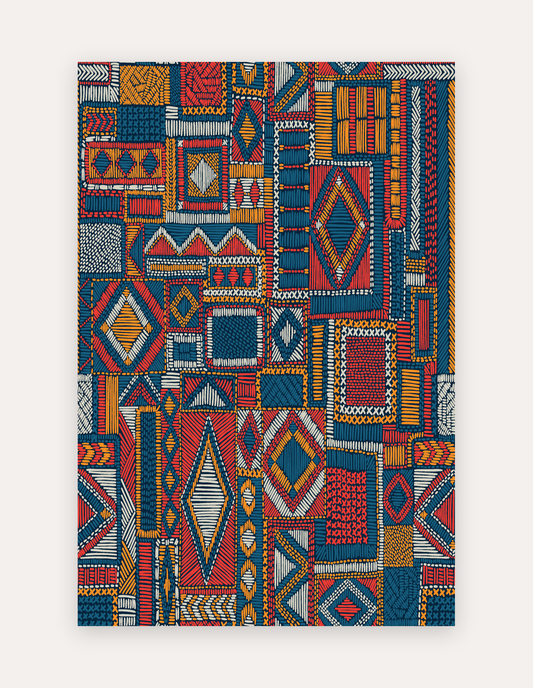 Taos Mesa oversized exercise and play mat in warm southwestern mesa tones, 6x9 ft, a non-toxic high-density foam rug alternative