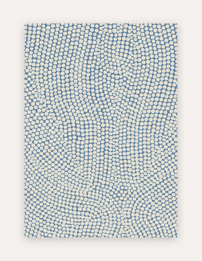 Circa Cove 5x7 exercise mat — a large non-toxic high-density foam mat in a cool blue pebble-dot pattern, shown flat for home workouts, yoga and family play