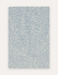Circa Cove 6x9 exercise mat — an extra-large non-toxic high-density foam mat in a cool blue pebble-dot pattern, shown flat for home gym workouts, yoga and family play