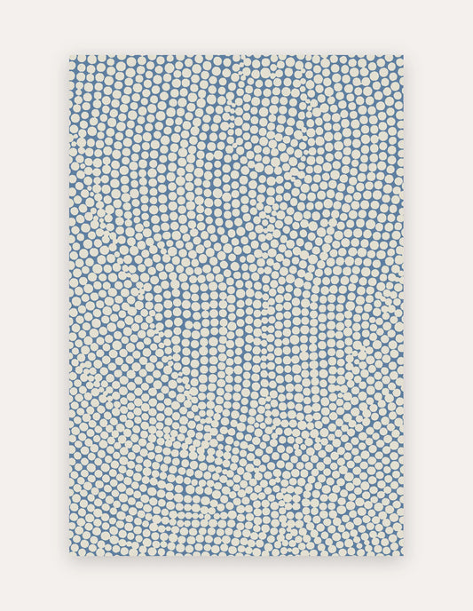 Circa Cove 6x9 exercise mat — an extra-large non-toxic high-density foam mat in a cool blue pebble-dot pattern, shown flat for home gym workouts, yoga and family play