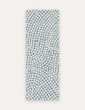 Circa Cove Studio Mat — a rollable non-toxic high-density foam exercise mat in a cool blue pebble-dot pattern, shown flat for yoga, pilates and HIIT in the studio or at home