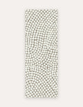 Circa Sandstone Studio Mat, a rollable non-toxic high-density foam studio mat in a warm sandstone pebble-dot design, shown flat for yoga, pilates and HIIT