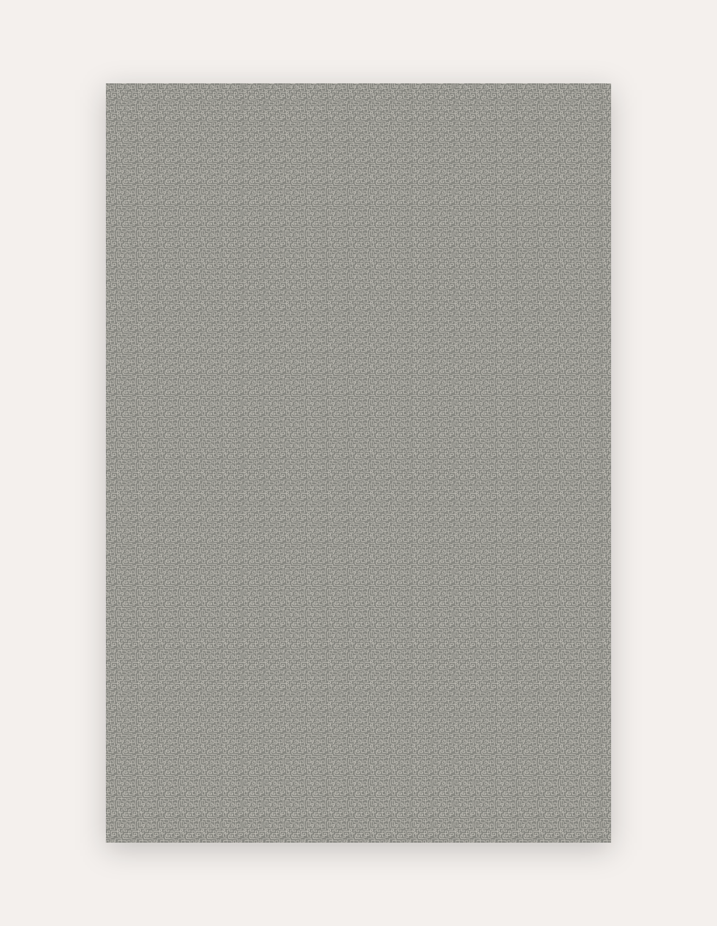 Maisy Fawn oversized mat shown flat in a 6x9 ft size, fawn-grey geometric pattern on cushioned non-toxic foam, a modern rug alternative
