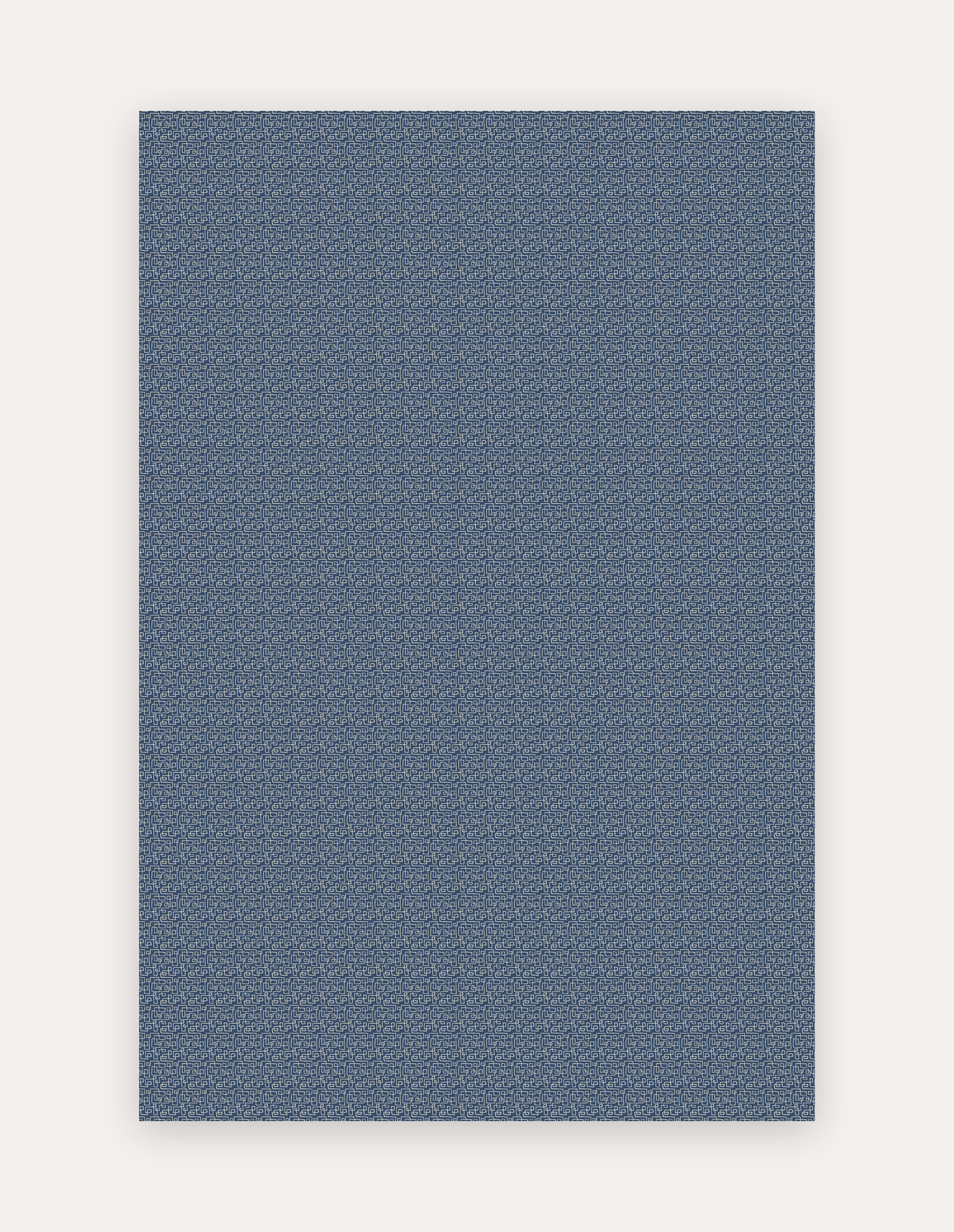 Maisy Navy oversized mat shown flat in a 6x9 ft size, navy-blue geometric pattern on cushioned non-toxic foam, a modern rug alternative