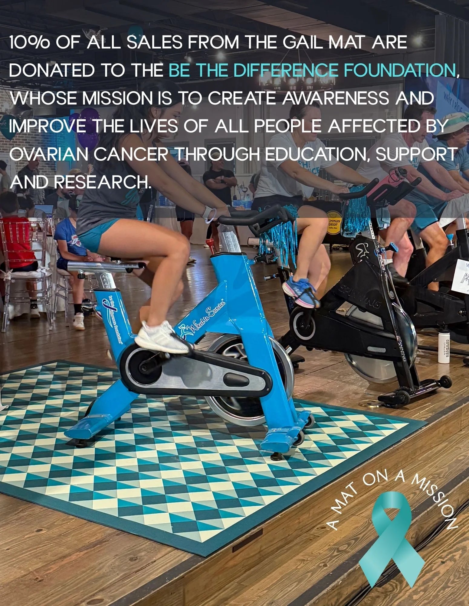Gail Swankymat exercise and play mat benefitting ovarian cancer research and support foundation Be The Difference