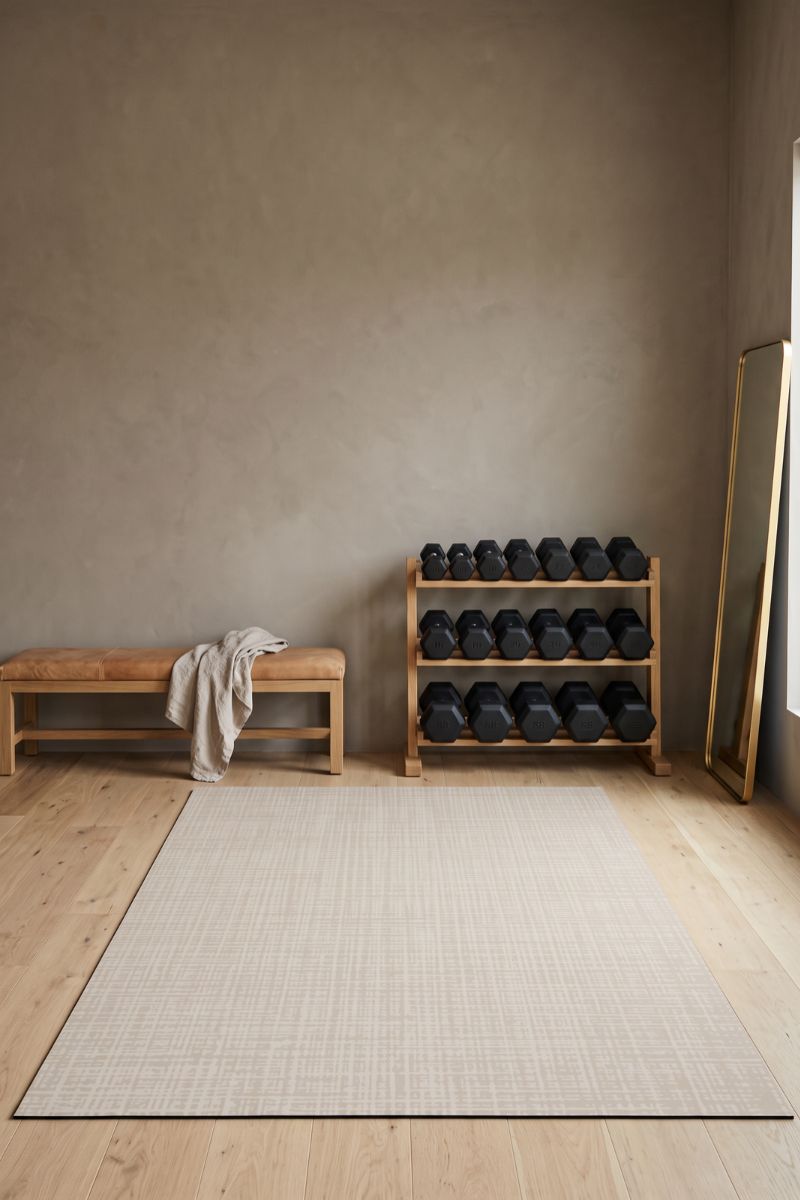 Sloane luxury neutral exercise mat in upgraded home gym