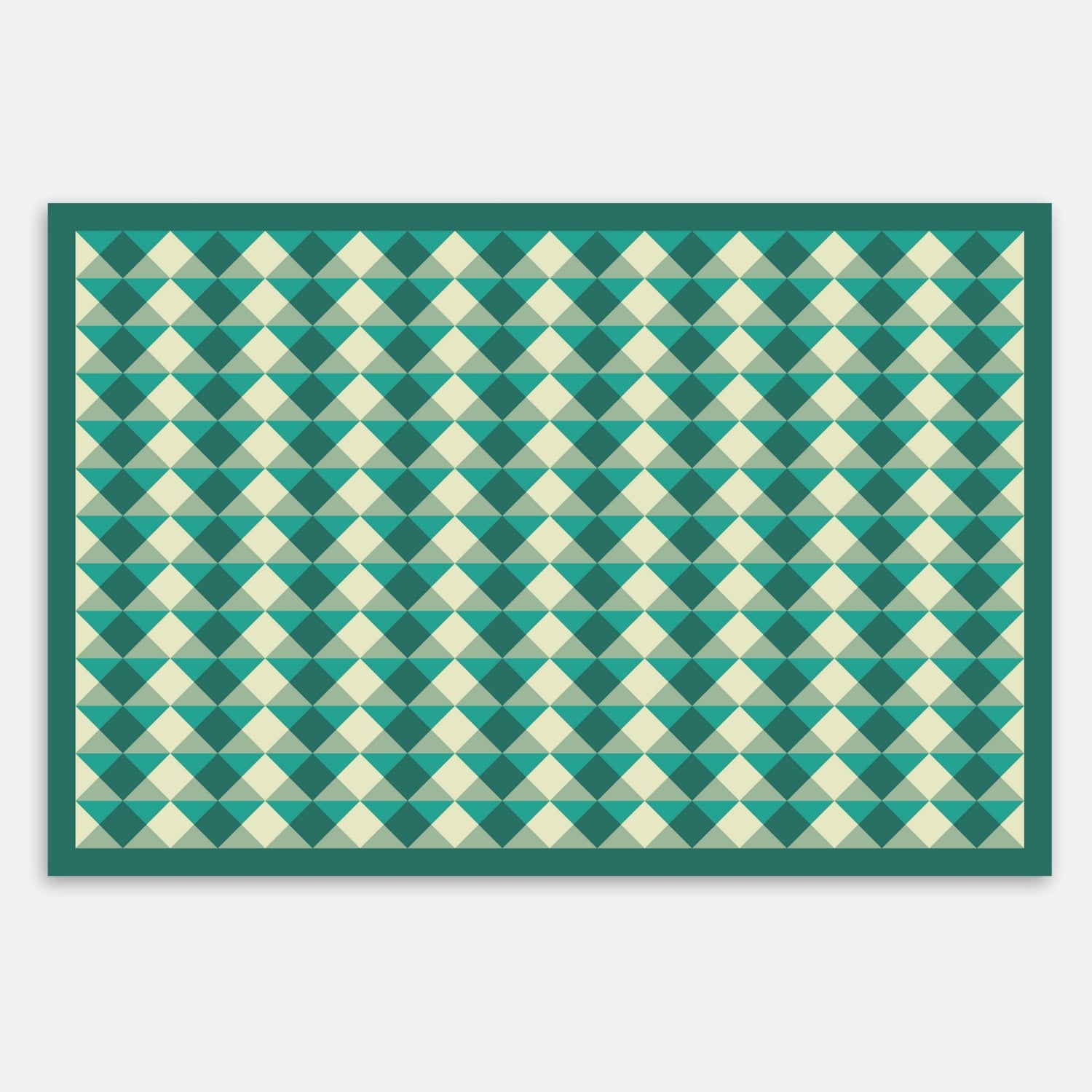 Swankymat green diamond foam exercise mat and play mat with geometric pattern for home exercise, playrooms, and modern spaces.