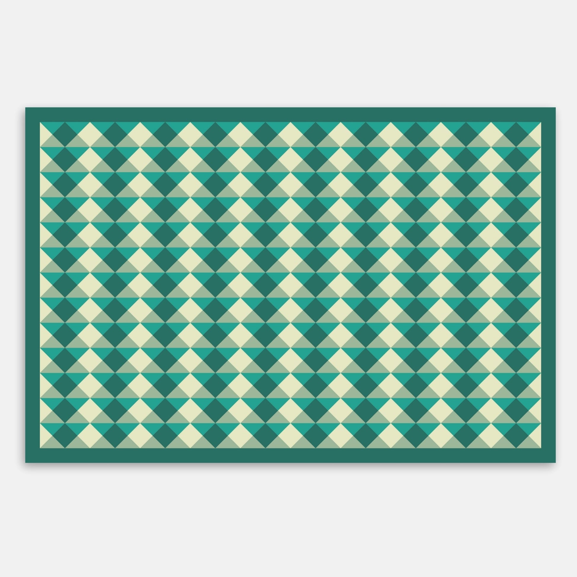 Swankymat green diamond foam exercise mat and play mat with geometric pattern for home exercise, playrooms, and modern spaces.