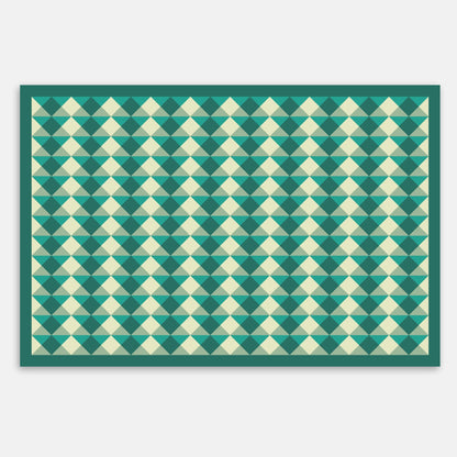 Swankymat green diamond foam exercise mat and play mat with geometric pattern for home exercise, playrooms, and modern spaces.