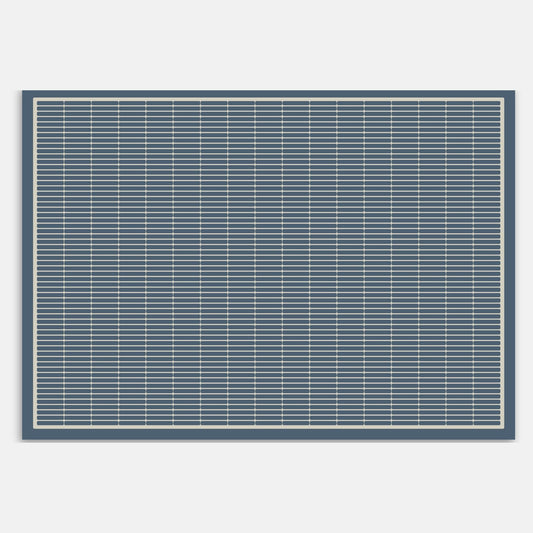 Swankymat navy pattern foam exercise mat and play mat with stylish grid pattern and bold border design.