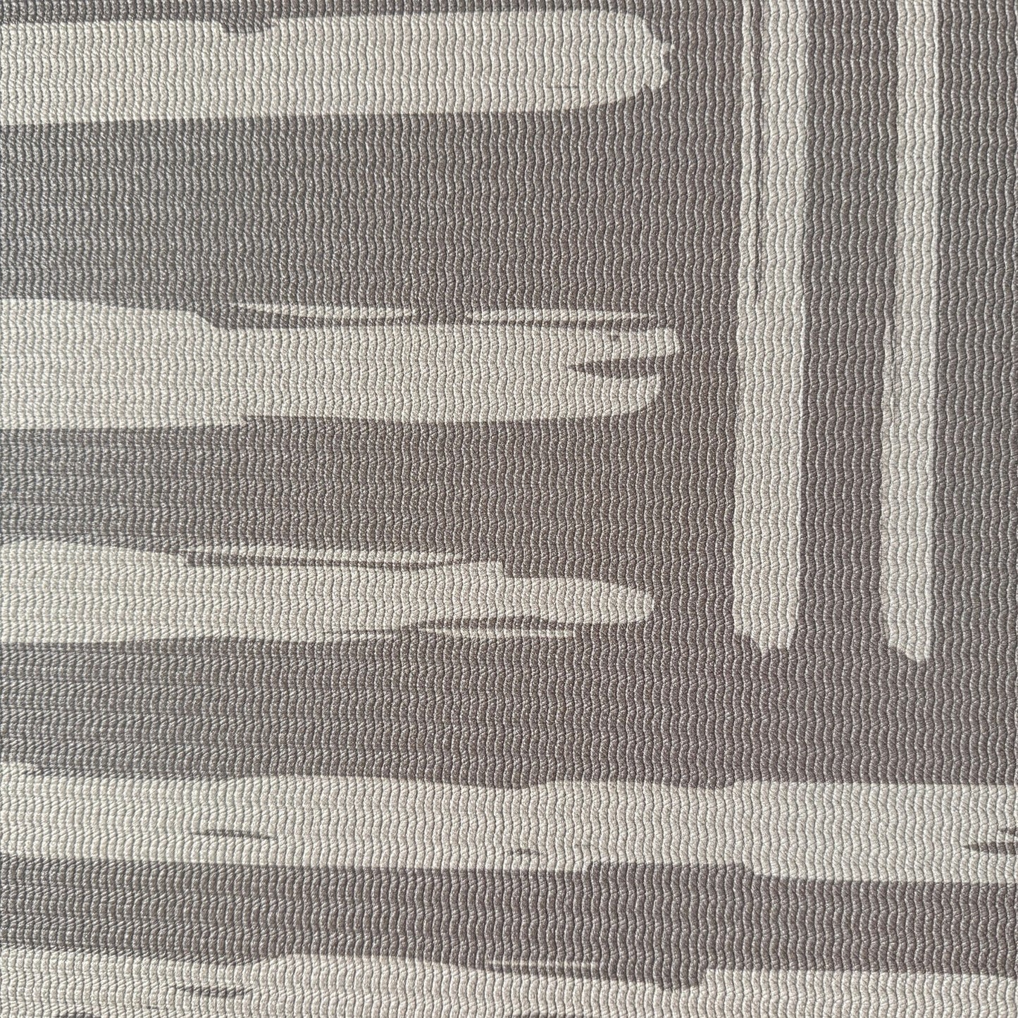 Swankymat neutral brown striped non-toxic foam exercise mat and baby play mat with modern pattern for kids and home exercise.