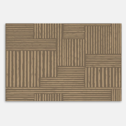 Swankymat neutral brown striped non-toxic foam exercise mat and baby play mat with modern pattern for kids and home exercise.