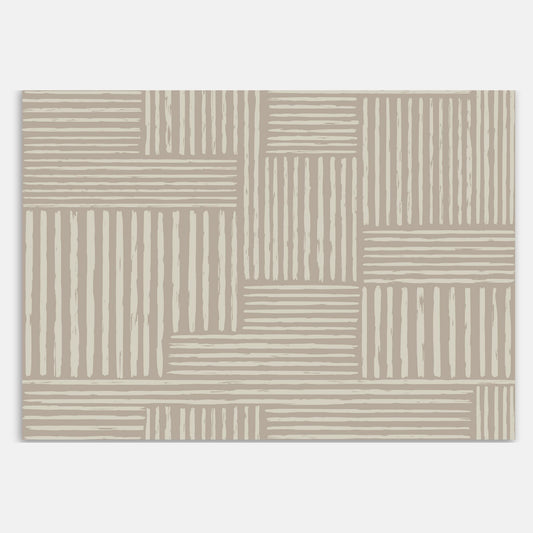 Swankymat neutral striped non-toxic foam exercise mat and play mat with modern pattern for kids and home exercise.