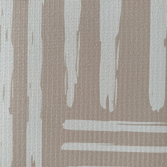 Swankymat neutral tan and brown striped non-toxic foam exercise mat and play mat with modern pattern for kids and home exercise.