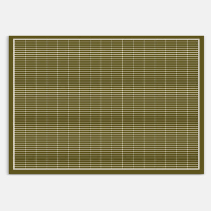 Swankymat olive green pattern foam exercise mat and play mat with grid pattern and bold border design.