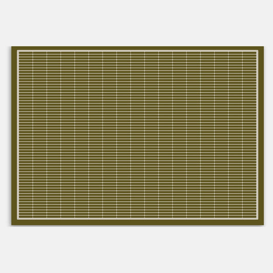 Swankymat olive green pattern foam exercise mat and play mat with grid pattern and bold border design.