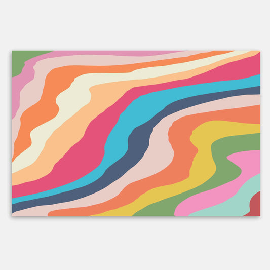 Swankymat rainbow abstract non-toxic foam exercise mat and play mat with colorful wavy pattern for kids and home exercise.