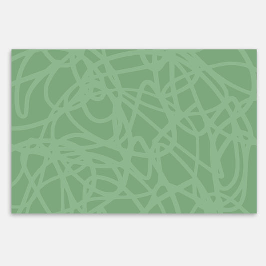 Swankymat scribble forest green foam exercise mat and play mat with abstract line pattern for playrooms, nurseries, or gyms.
